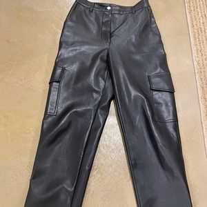 Vegan leather cargo pants